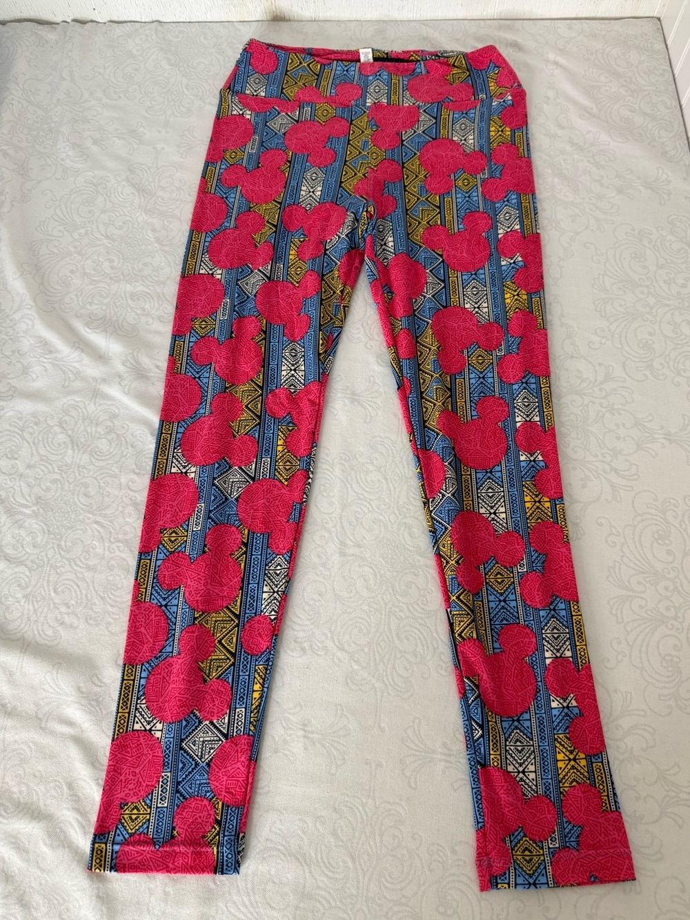 LULAROE Disney Mickey Mouse Soft Leggings with Aztec Print One Size